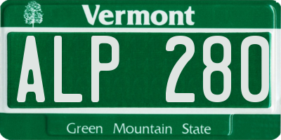 VT license plate ALP280