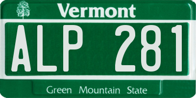 VT license plate ALP281