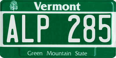 VT license plate ALP285