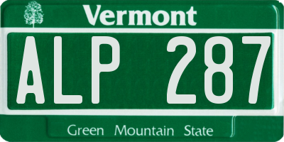VT license plate ALP287