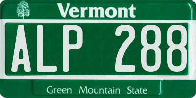 VT license plate ALP288
