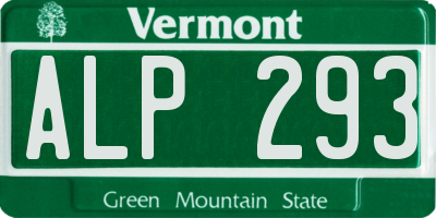VT license plate ALP293