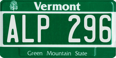 VT license plate ALP296