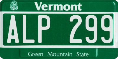 VT license plate ALP299
