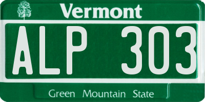VT license plate ALP303