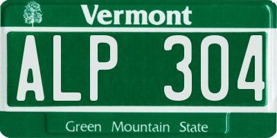 VT license plate ALP304
