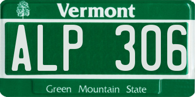 VT license plate ALP306