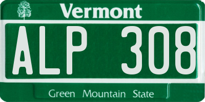 VT license plate ALP308