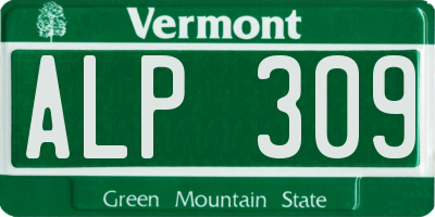VT license plate ALP309