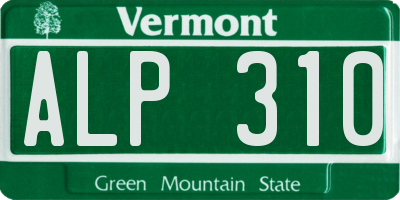 VT license plate ALP310