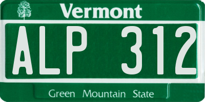 VT license plate ALP312