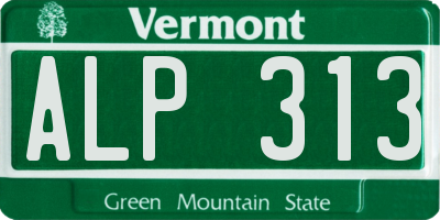 VT license plate ALP313