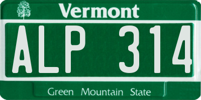 VT license plate ALP314
