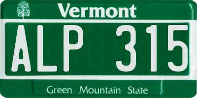 VT license plate ALP315