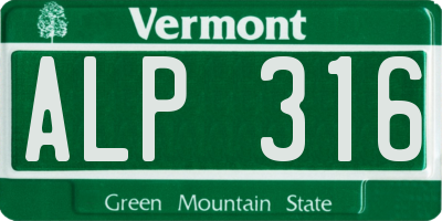 VT license plate ALP316