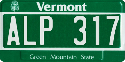VT license plate ALP317