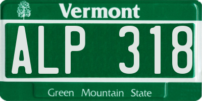 VT license plate ALP318