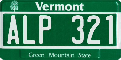 VT license plate ALP321