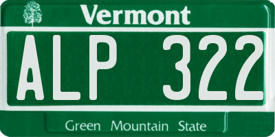 VT license plate ALP322