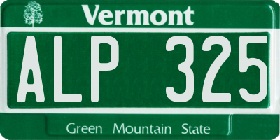 VT license plate ALP325