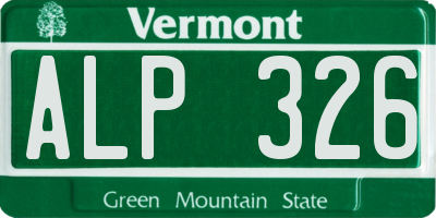 VT license plate ALP326