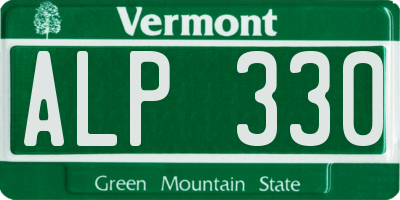 VT license plate ALP330