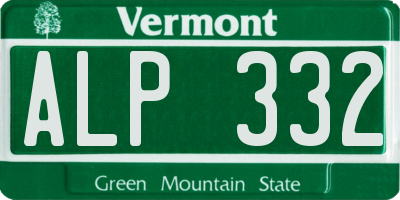 VT license plate ALP332