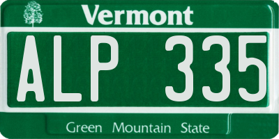 VT license plate ALP335