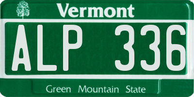 VT license plate ALP336