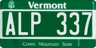 VT license plate ALP337