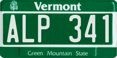 VT license plate ALP341