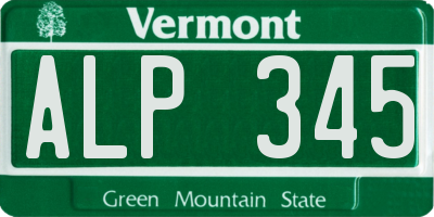 VT license plate ALP345