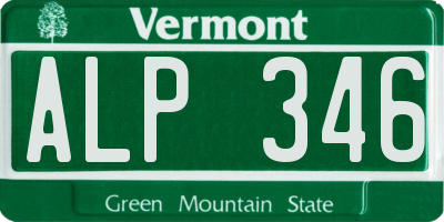 VT license plate ALP346