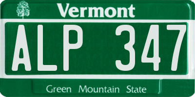 VT license plate ALP347