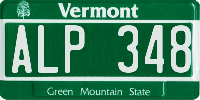 VT license plate ALP348
