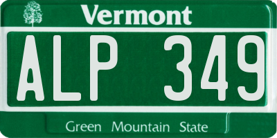 VT license plate ALP349