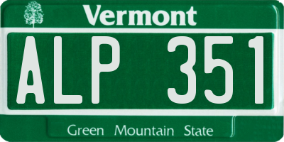 VT license plate ALP351