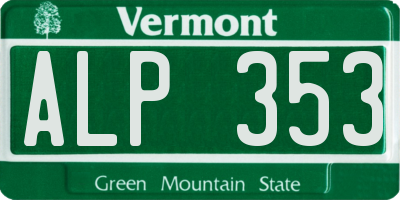 VT license plate ALP353