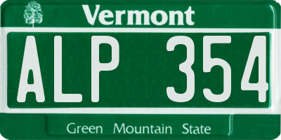 VT license plate ALP354