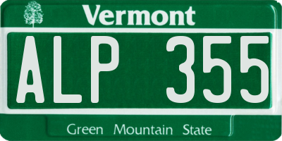 VT license plate ALP355