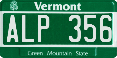 VT license plate ALP356