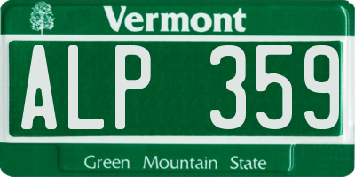 VT license plate ALP359