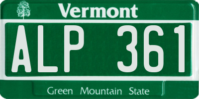 VT license plate ALP361
