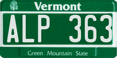 VT license plate ALP363
