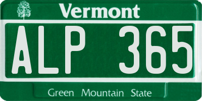 VT license plate ALP365