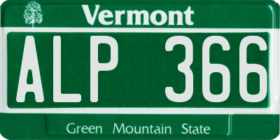 VT license plate ALP366