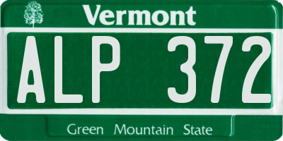 VT license plate ALP372