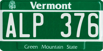 VT license plate ALP376