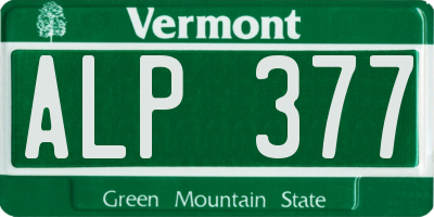 VT license plate ALP377