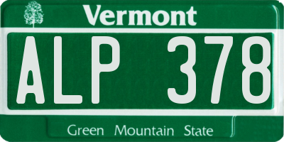 VT license plate ALP378